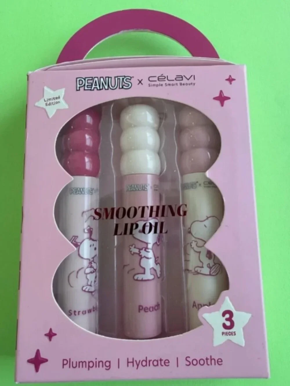 Snoopy Peanuts x Célavi 3PK Smoothing Lip Oil Trio & Cushion Puffs 2PK